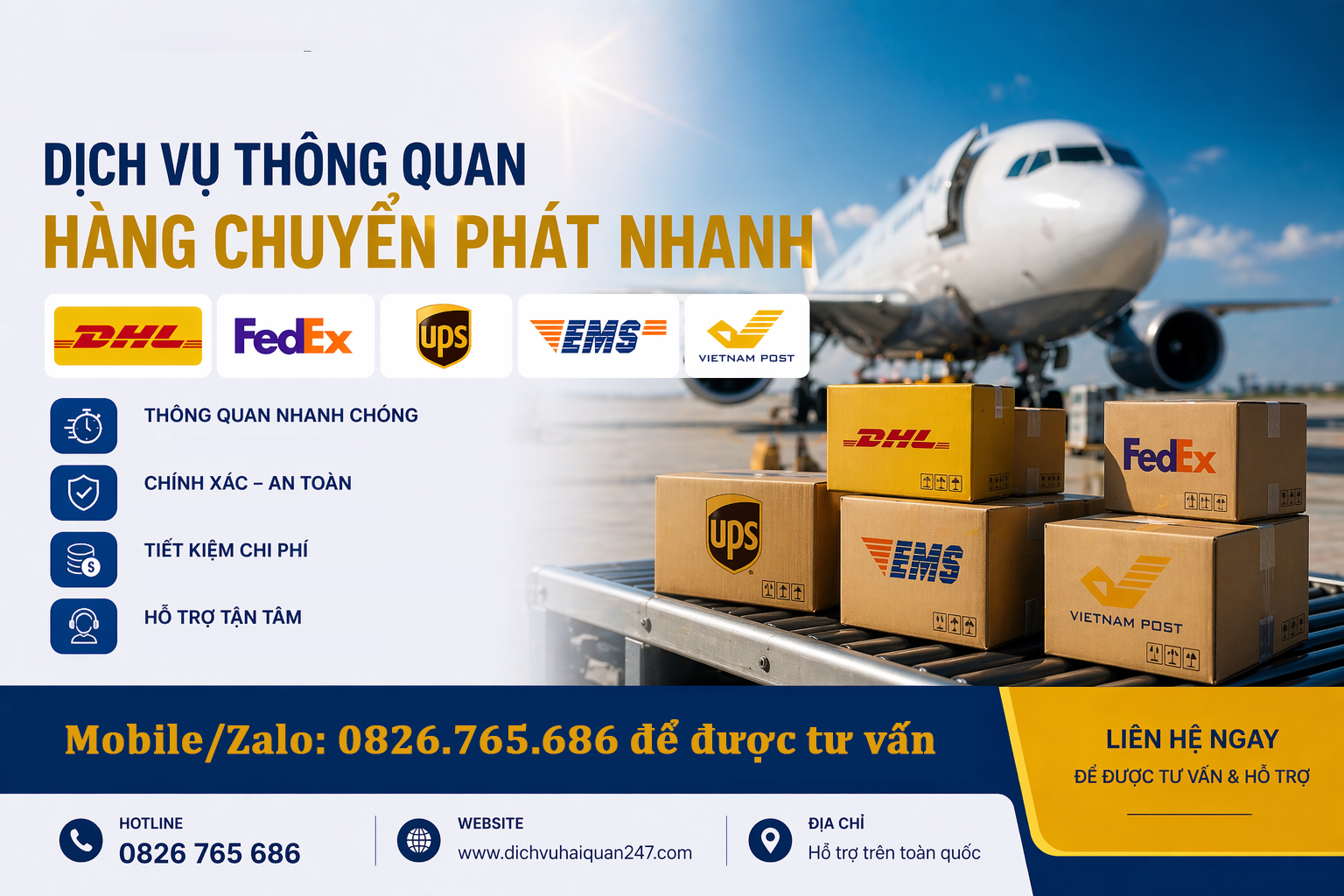 Dịch vụ thông quan hàng chuyển phát nhanh DHL, FedEx, UPS, EMS, VNPOST